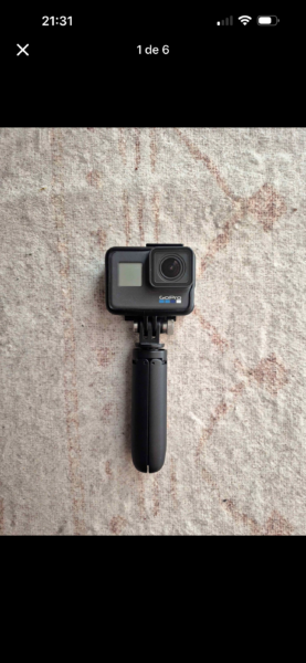 GoPro Hero 6 w/ GoPro branded selfie stick/stand, one battery, and memory card. 80$