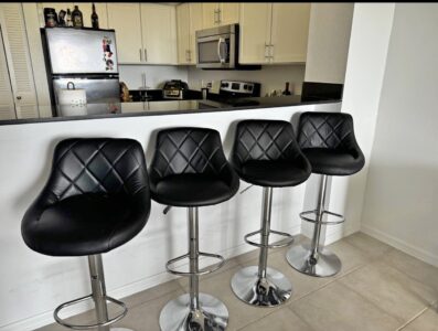 4 Black Leather Barstools $40