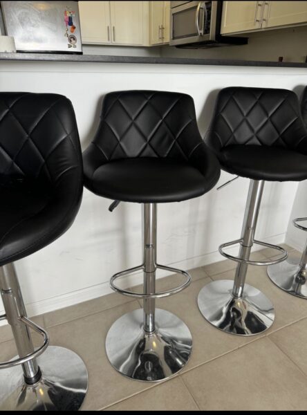 4 Black Leather Barstools $40