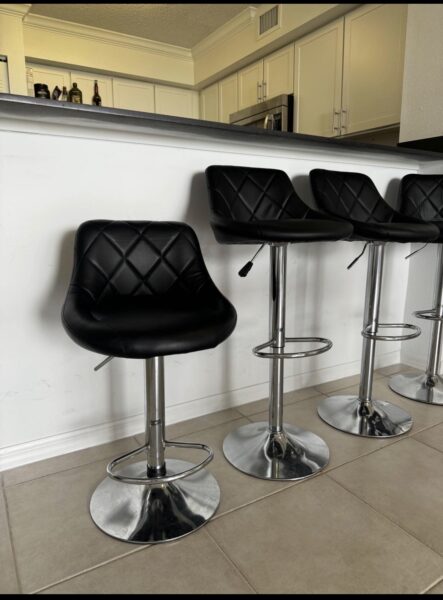 4 Black Leather Barstools $40